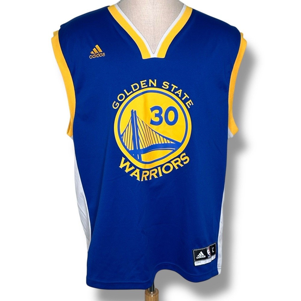Golden State Warriors Swingman‎ Steph Curry #30 Adidas Jersey Size L Blue Gold